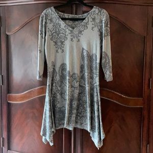 Papillon Gray Tunic Sweater V neck M